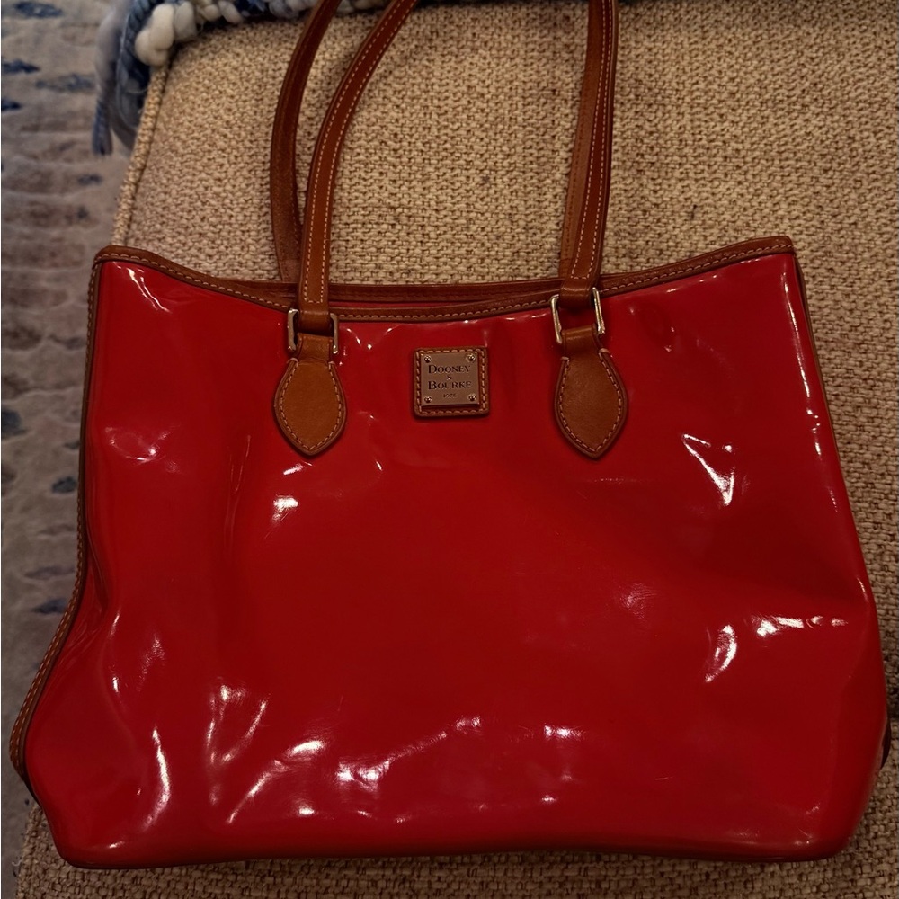 Dooney & Bourke Red and Brown Leather Tote/handbag
